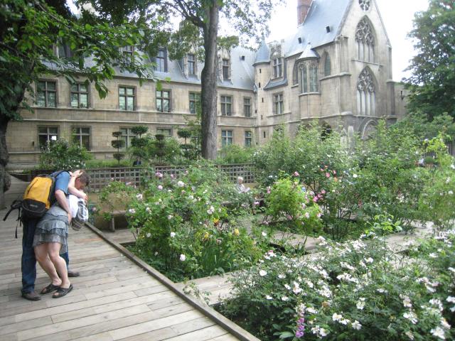 Marc and Heather having a moment in a rose garden.  Can't remember if this abbey is with St-Sulpice or St-Germain des Pres.