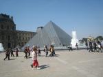Glass pyramid in Louvre courtyard.  By famous architect, I.M. Pei.