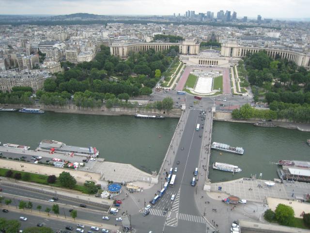 Looking across the Seine from the top of the Eiffel Tower.
