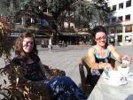 Katharina and Petra -- notice Katharina hiding from the sun, in the shade.  Smart young lady!