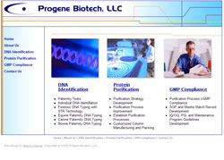 Blacks Design web site design:  Progene Biotech, ProgeneBiotech.com