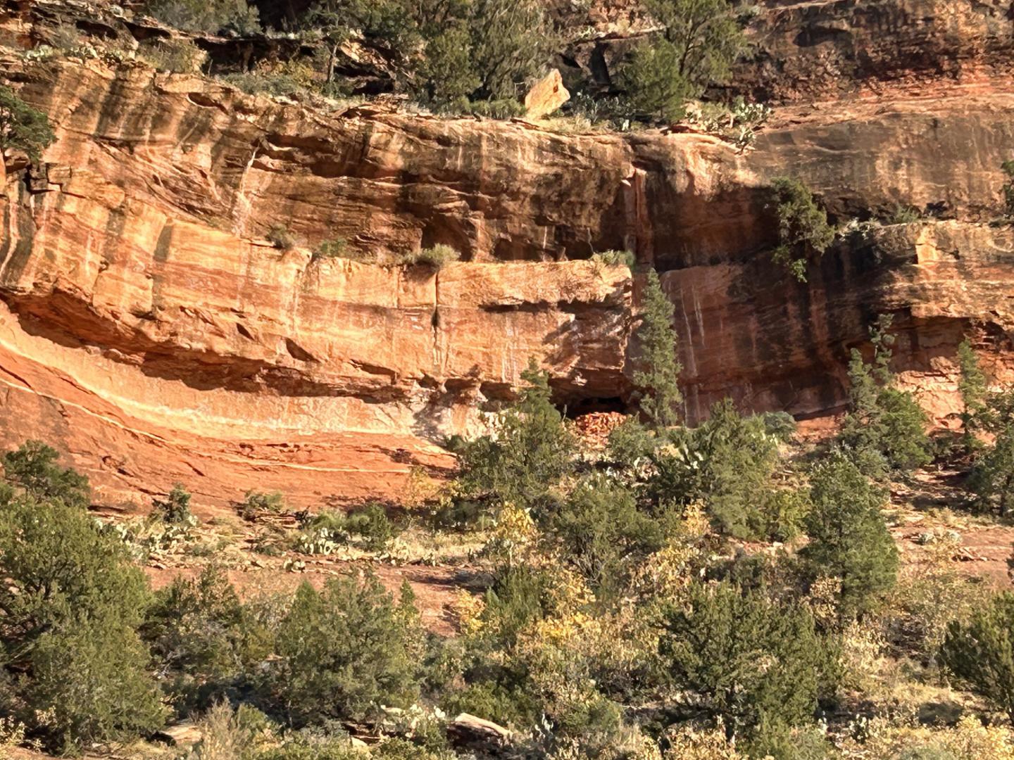 IMG_3457 unmarked Sinagua ruins on cliff from Boynton Canyon Trail