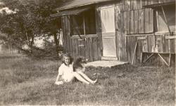 1945:  Nancy with Fred's dog.