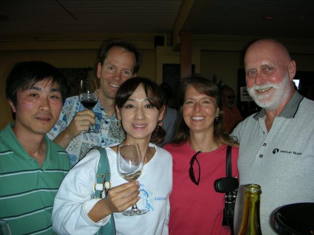First stop on the Temecula wine tasting tour - Callaway's wine tasting room!  L-R:  Hiroshi, Randy, Hiroko, Vivian and Dan.