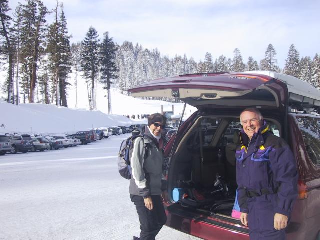 Arriving for our first day of skiing.