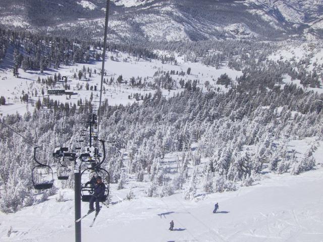 Tony on the lift with Outpost 14 below us.