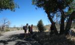 The group takes a break in the shade.