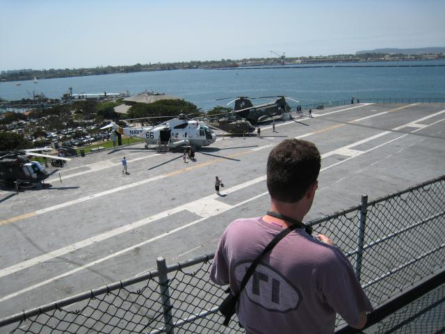 Deck of Midway and view of San Deigo harbor