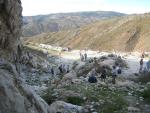 Taking a break, enjoying lunch in the shade of the mine.