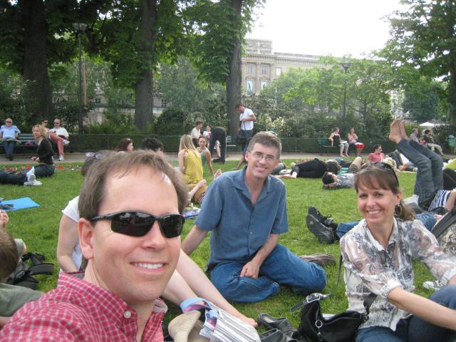 City park on Ile de la Cite, an island in the Seine, center of Paris, site of Notre Dame and Saint-Chapelle cathedrals.