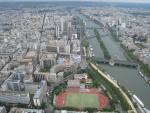 Looking down the Seine, toward the center of Paris.