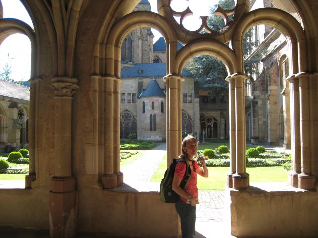 Courtyard of the Cathedral of Trier.  The church was originally built in the 300s, rebuilt in the 800s, rebuilt again in 1100s.