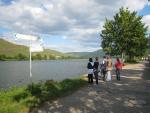 There is a beautiful, long path along the river for people to bike or walk.