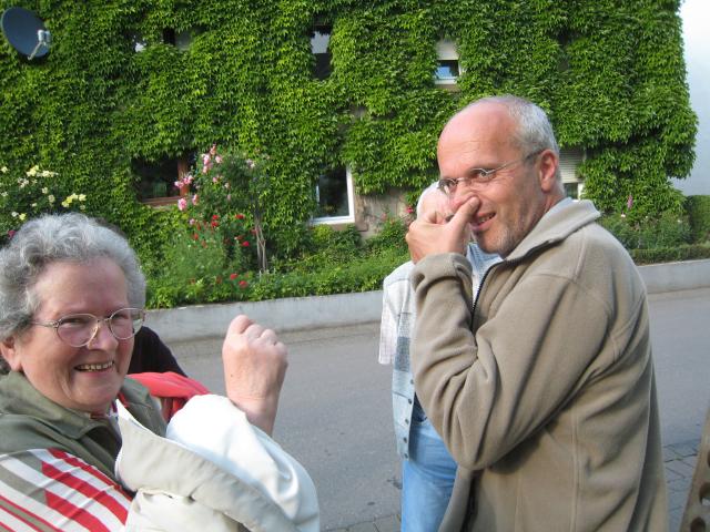 Andreas had a nose hair that was almost 20 cm long.  (OK, maybe not that long.)  Wally was trying to pull it out.