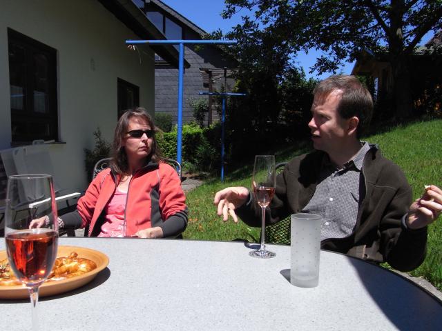 Bernd, Petra and Katharina hosted us in their beautiful backyard after we arrived by train.  Why is Vivian so serious?