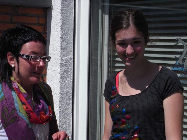 Petra and Katharina.  Notice the new scarf that Petra bought the day before in Trier Marktplatz!