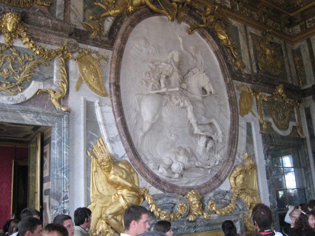 The King trampling his enemies underfoot, while God's angel hovers protectively overhead.  Whew ... these guys were something.