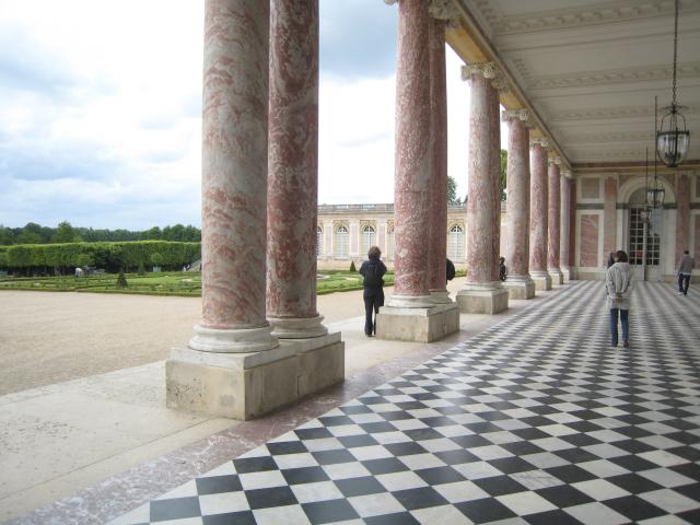 Looking from the porch to the gardens behind the Grand Trianon.