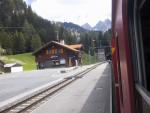 A tiny Alpine train station.