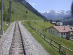 View out the back door of the Glacier Express.