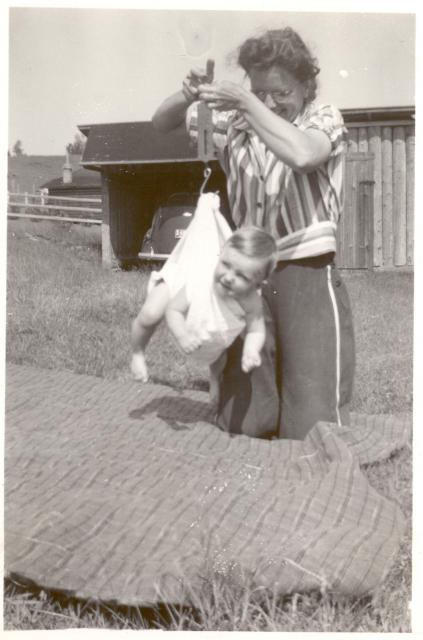 1930s: Baby Nancy (or Bob?) Martin being weighed.