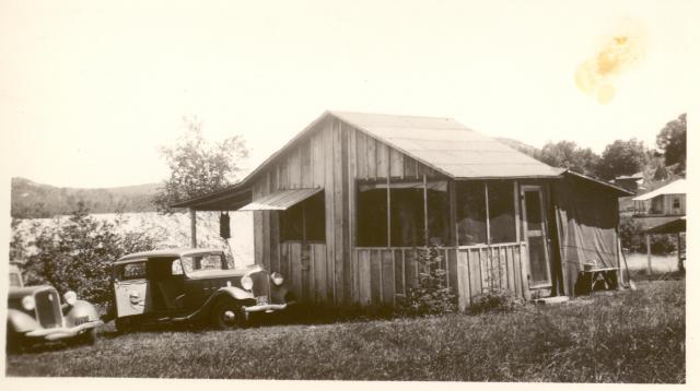 1935:  Martin shack, rebuilt on shore.