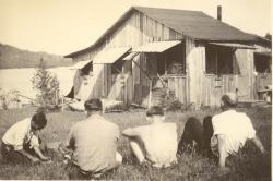 1940s:  The Martin shack. Bill Burge (Wanda's cousin), Wilbur.