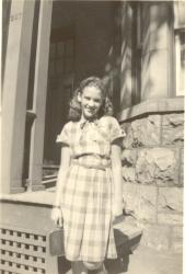 1950:  Suzanne (now Suzanne Patry) at home on Stuart Street.