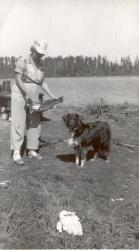 1950s:  Wanda Martin with dog Sox.