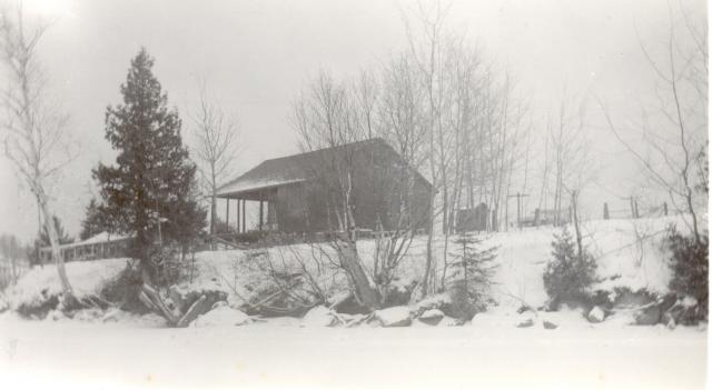 1951:  The Martin cabin before seawall was built.