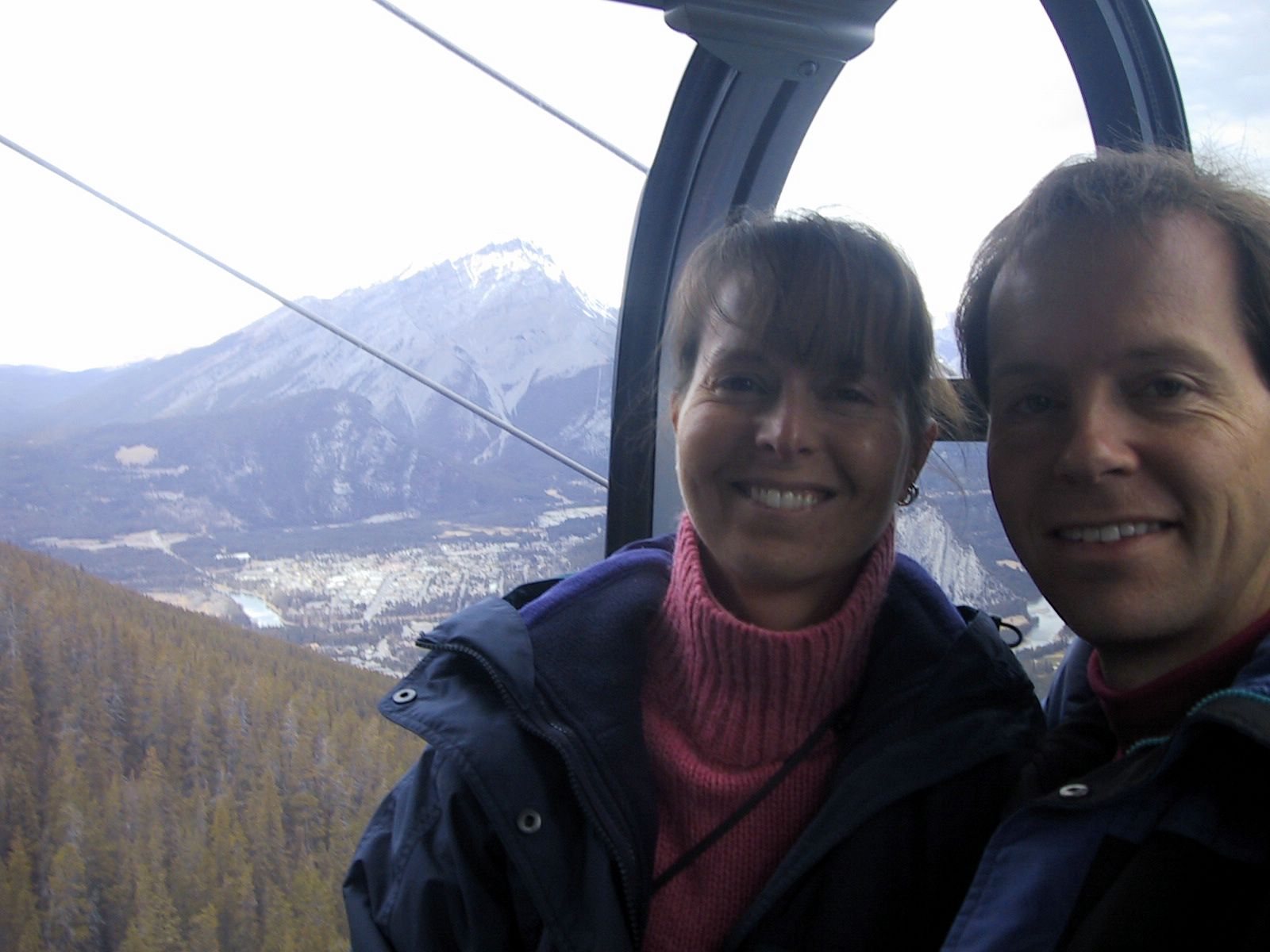 Randy and Vivian in Sulphur Mountain gondola.