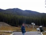 Base of Sulphur Mountain, in Banff, with view of gondola.
