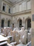 Temporary storage of antiquities in a covered courtyard.  The Louvre is constantly being renovated -- the building is so old!