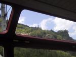 View through roof panel of Glacier Express panorama car.